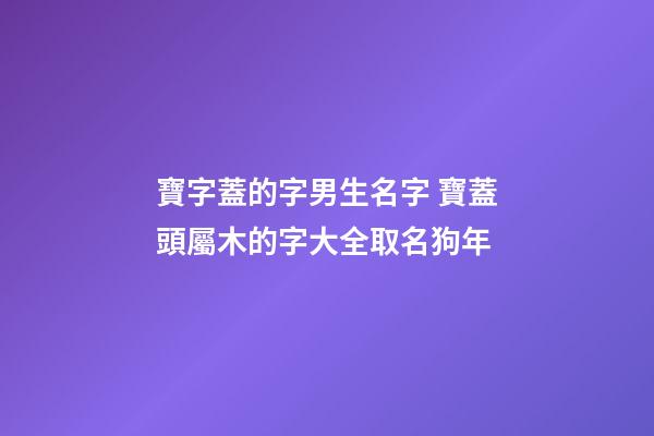 寶字蓋的字男生名字 寶蓋頭屬木的字大全取名狗年